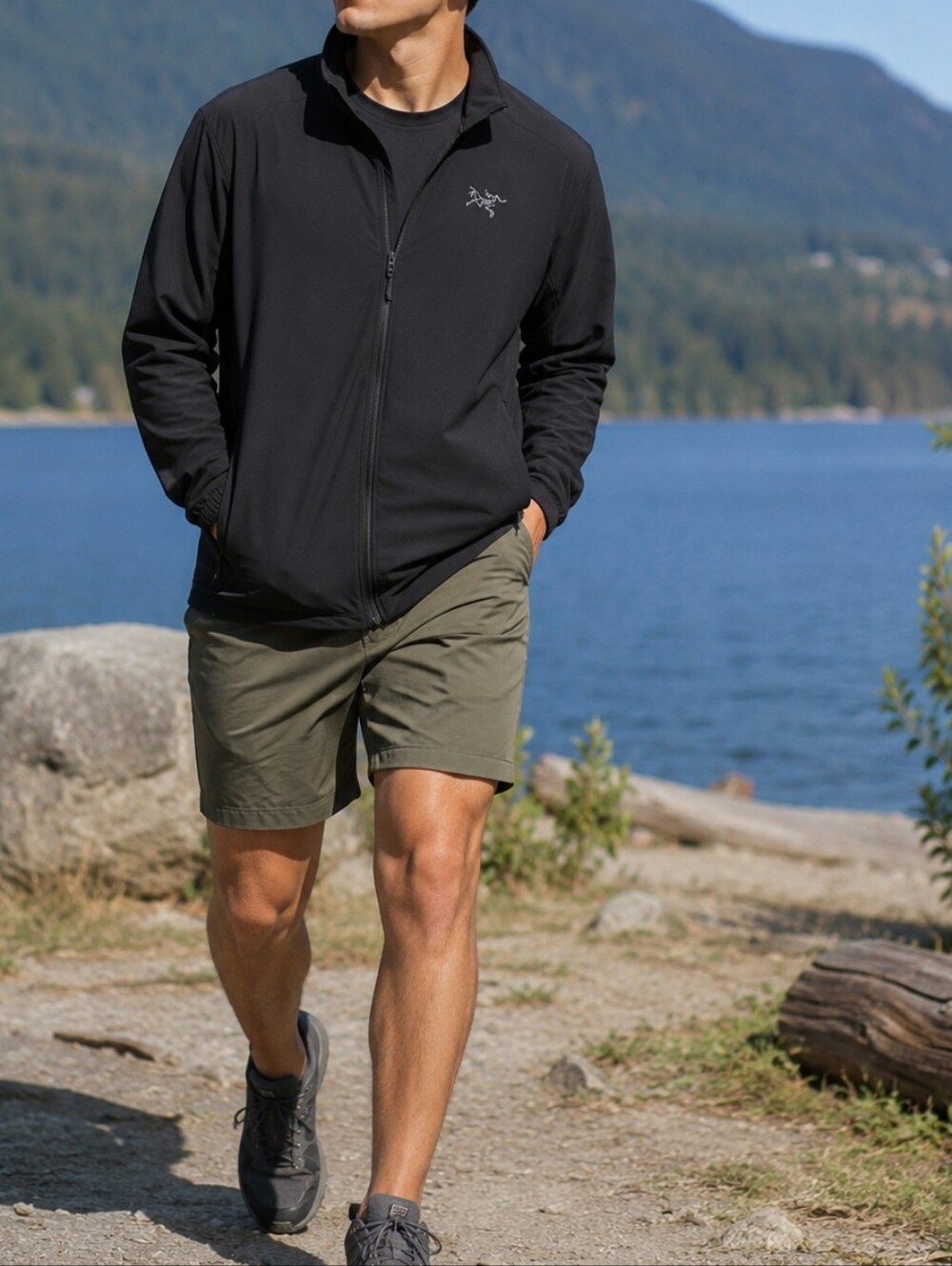 Arc'teryx Black Full-Zip Performance Jacket Men's Softshell Lightweight Outdoor